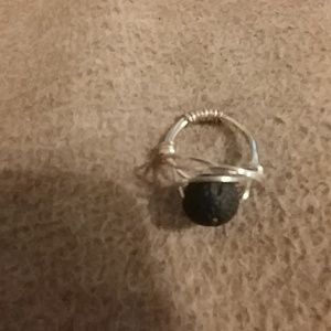 Sterling silver and black obsidean ring